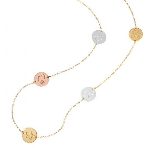 Engraved Charm Long Necklace