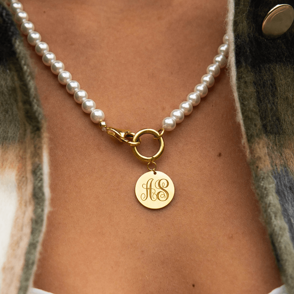 Brigette Pearl Disc Necklace Anna Lou of London - Main Image