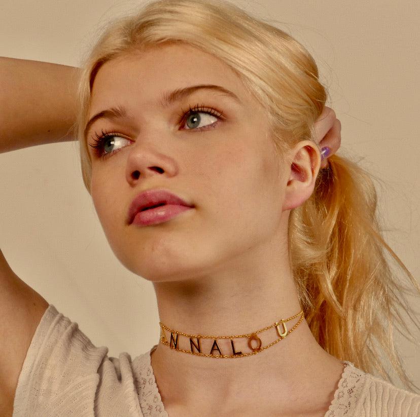 Personalised English Letter Choker Necklace Anna Lou of London