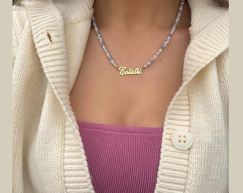 Pastel Beaded Name Necklace - Anna Lou of London